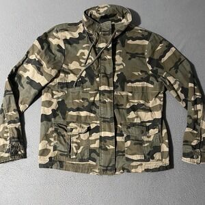 BKE Camo Women's Jacket Size Large Lightweight Full Zip 100% Cotton